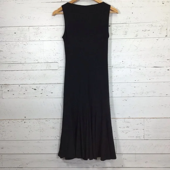 Joseph Ribkoff Black Midi Ruffle Ruched Dress Size 6​​​ - Picture 2 of 5